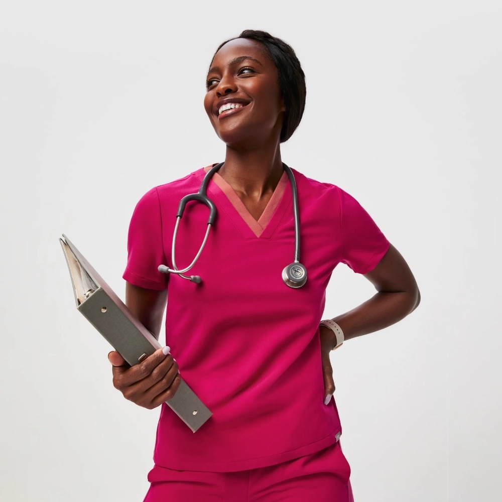 Figs ULTRA ROSE with Limited Edition Orange Trim Top